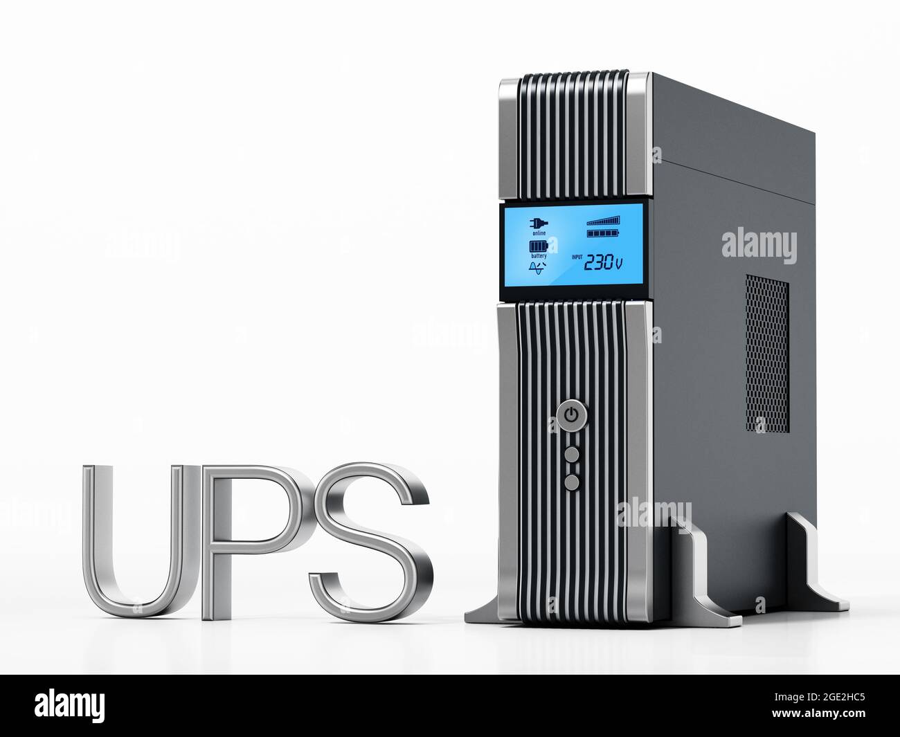 Uninterruptible power supply UPS isolated on white background. 3D illustration. Stock Photo