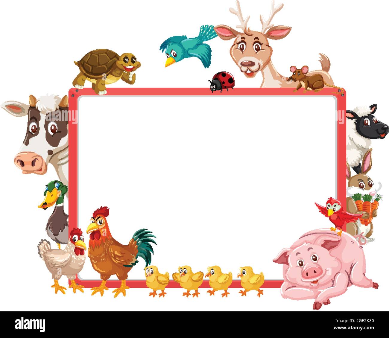 Empty banner with various farm animals illustration Stock Vector Image ...