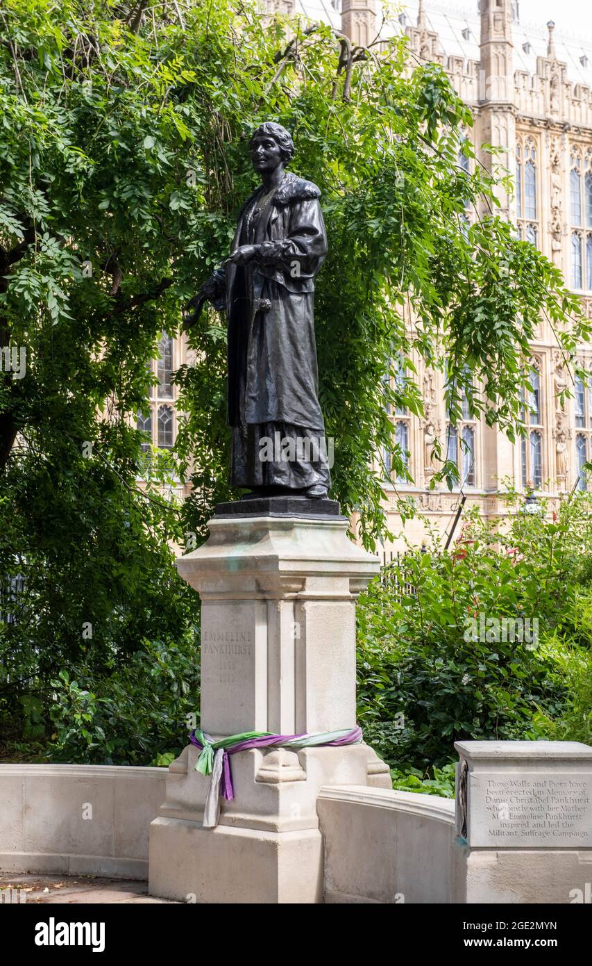 Emmeline Pankhurst Memorial in Victoria Tower Gardens London, England UK Stock Photo