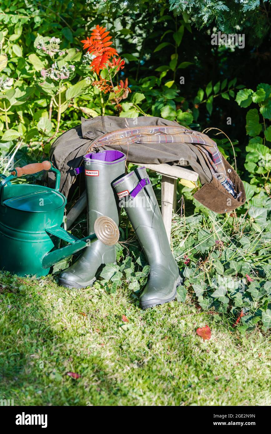 Typical clothes for gardening, english style Stock Photo
