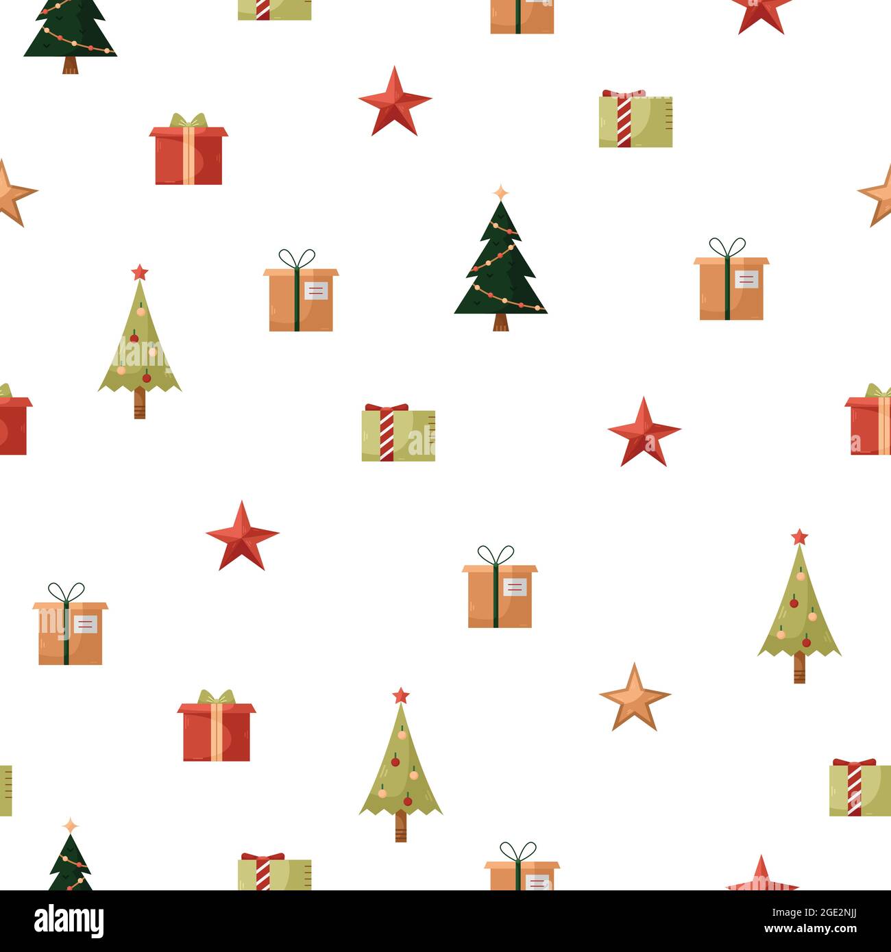Vector seamless pattern with Christmas icons. New Year background Stock Vector