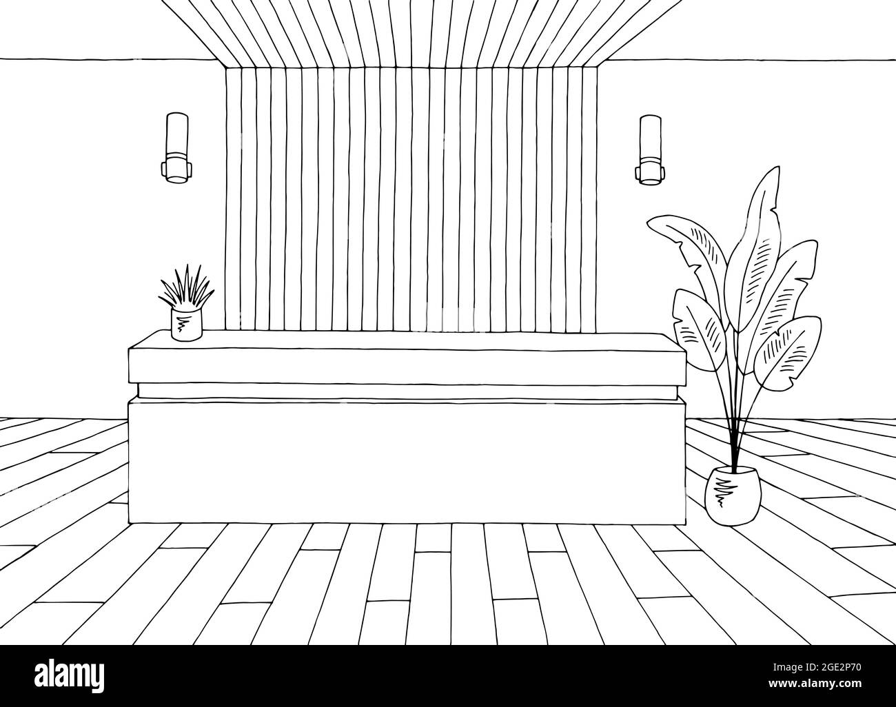 renderingsbyarchitects - Lobby - line drawing