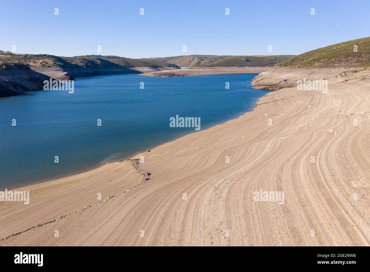 Drought in the Ricobayo reservoir, province of Zamora, Spain Stock Photo