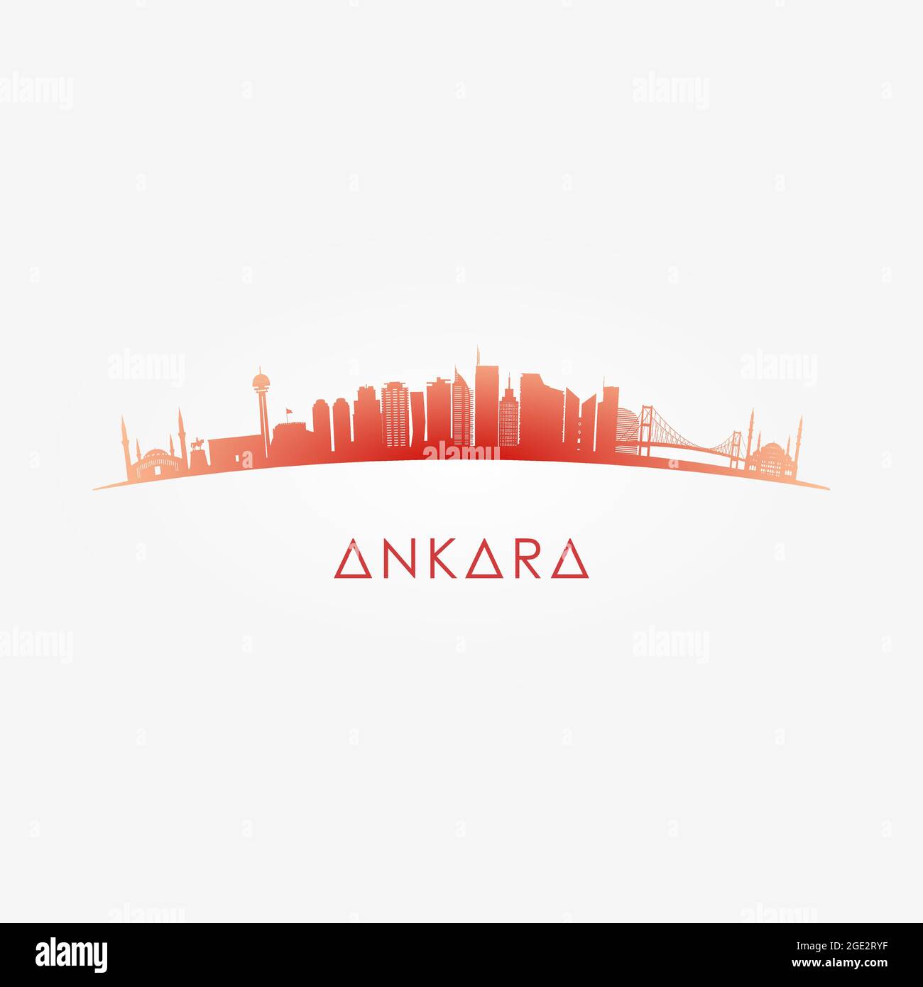 Ankara, Turkey skyline silhouette. Vector design background. Stock Vector