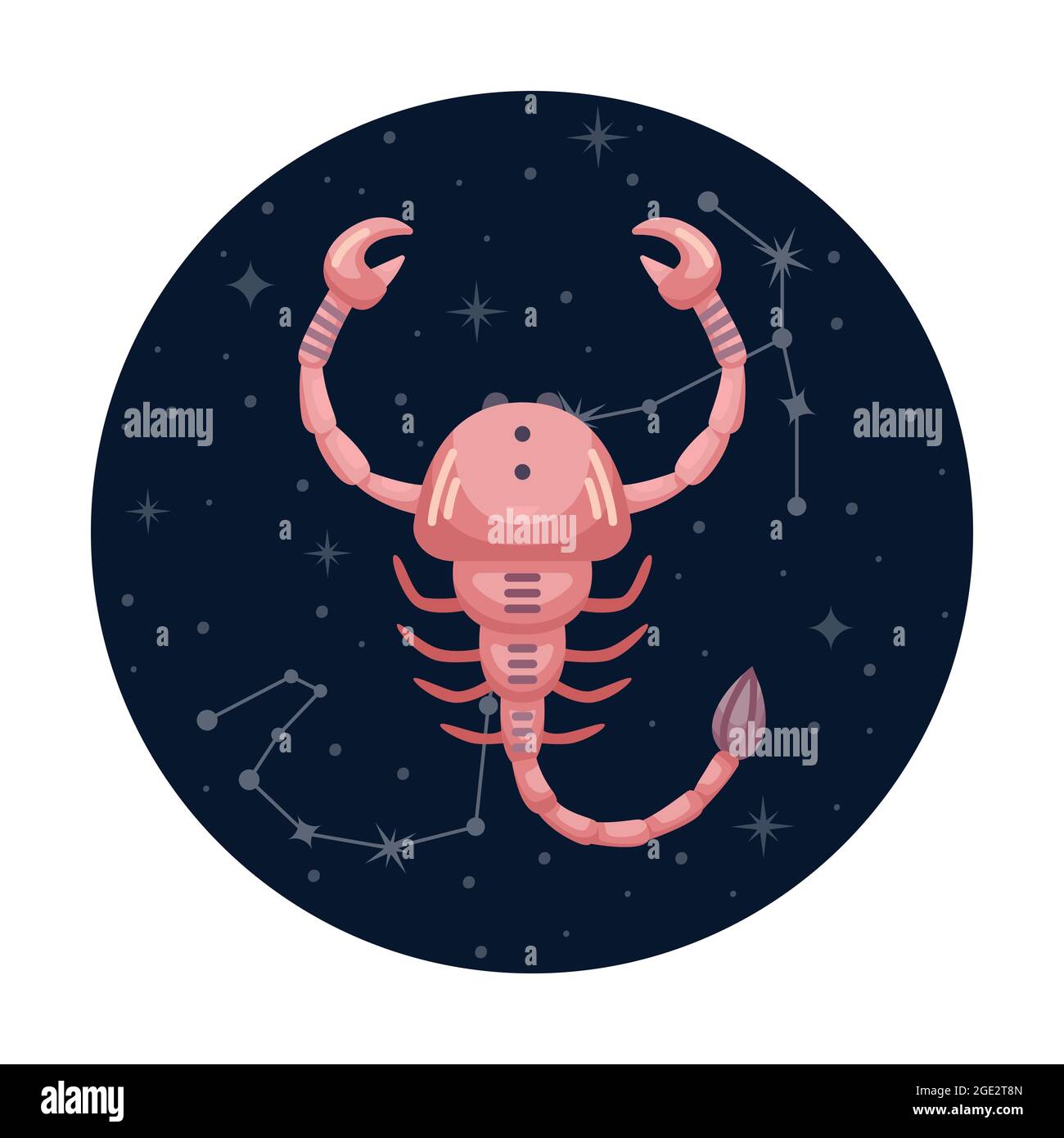 Flat vector illustration of scorpio zodiac sign with stars and constellation Stock Vector