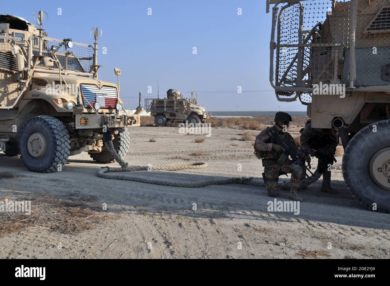 Bagram, Afghanistan. 13th Dec, 2018. ***FILE PHOTO*** Czech soldiers train response to an attack on their MRAP (Mine-Resistant Ambush Protected) vehicle at the Bagram Airfield (Bagram Air Base), on December 13, 2018. Czech guard company is in charge of guarding part of the surroundings of the base. Credit: Karel Capek/CTK Photo/Alamy Live News Stock Photo