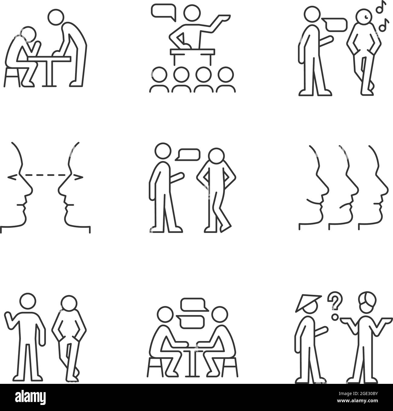 Communication process linear icons set Stock Vector Image & Art - Alamy