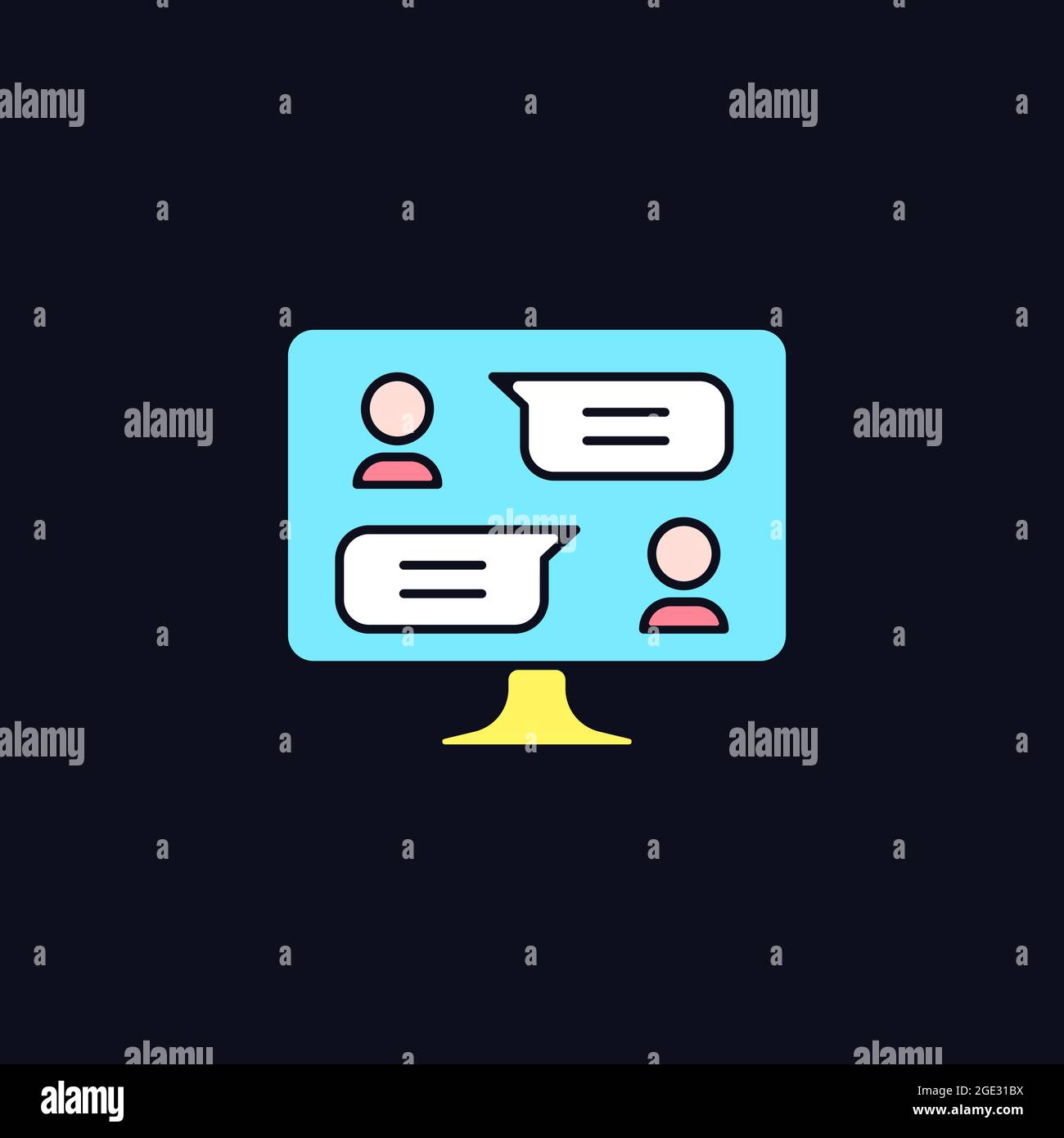 Digital communication channels RGB color icon for dark theme Stock ...