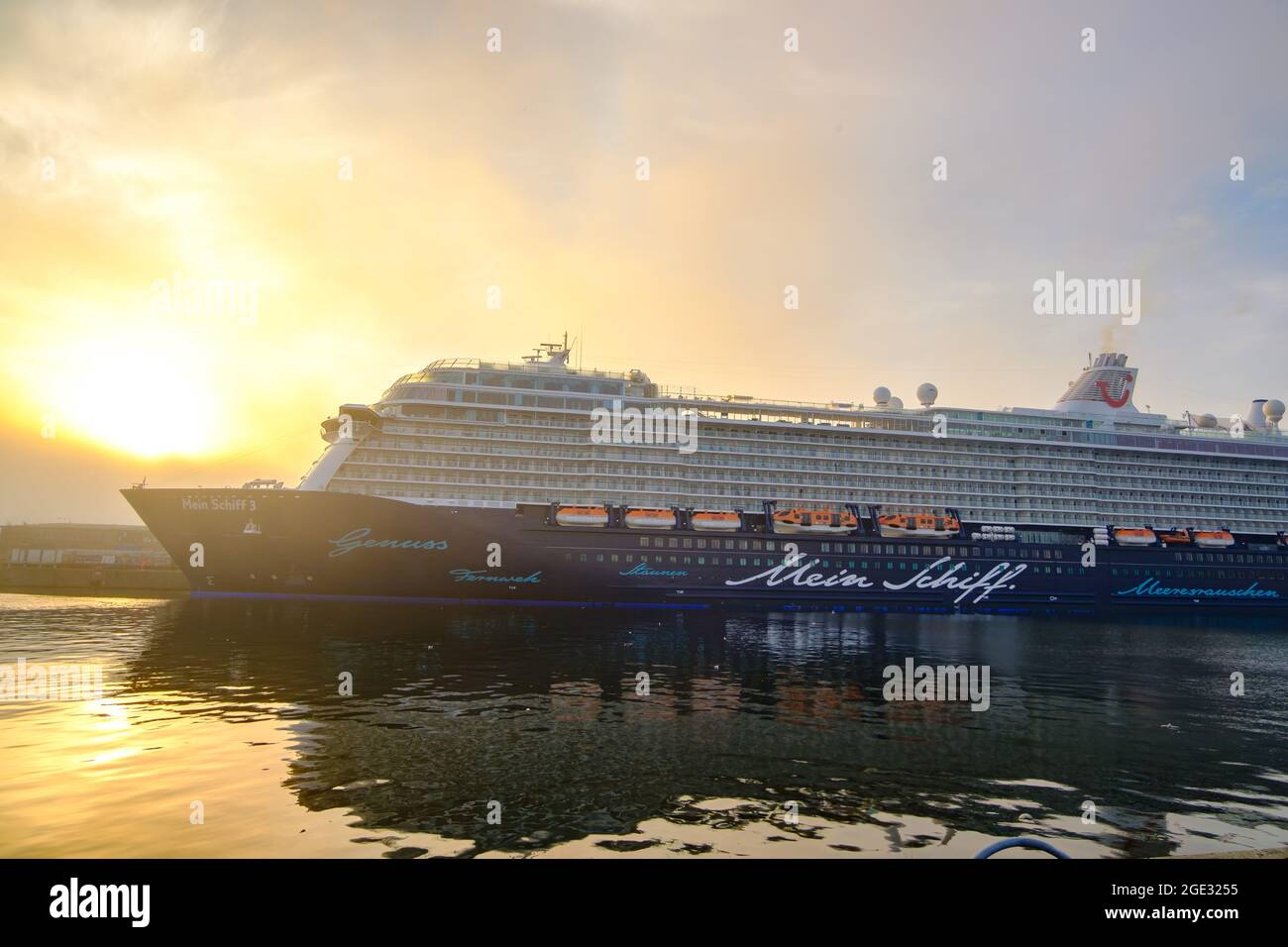 rostock, germany, 13 july 2021, cruis ship 'mein schiff 3' in the harbour Stock Photo