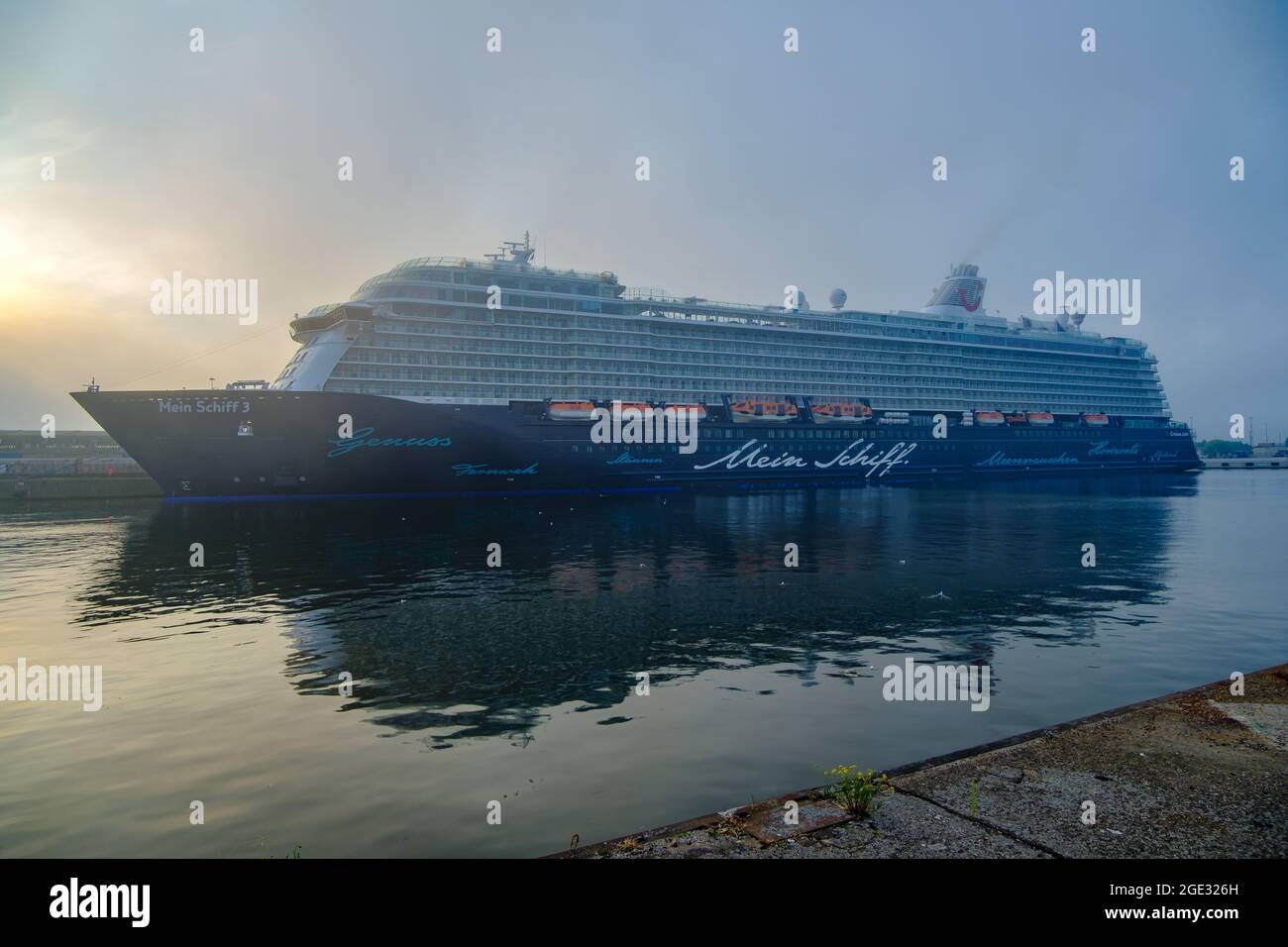rostock, germany, 13 july 2021, cruis ship 'mein schiff 3' in the harbour Stock Photo