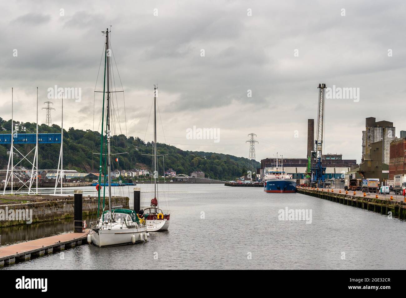 Cork, Ireland. 16th Aug, 2021. Cork city was sitting under an overcast sky today, but the dull weather didn't stop pleasure boaters mooring at Cork City Marina. Credit: AG News/Alamy Live News Stock Photo