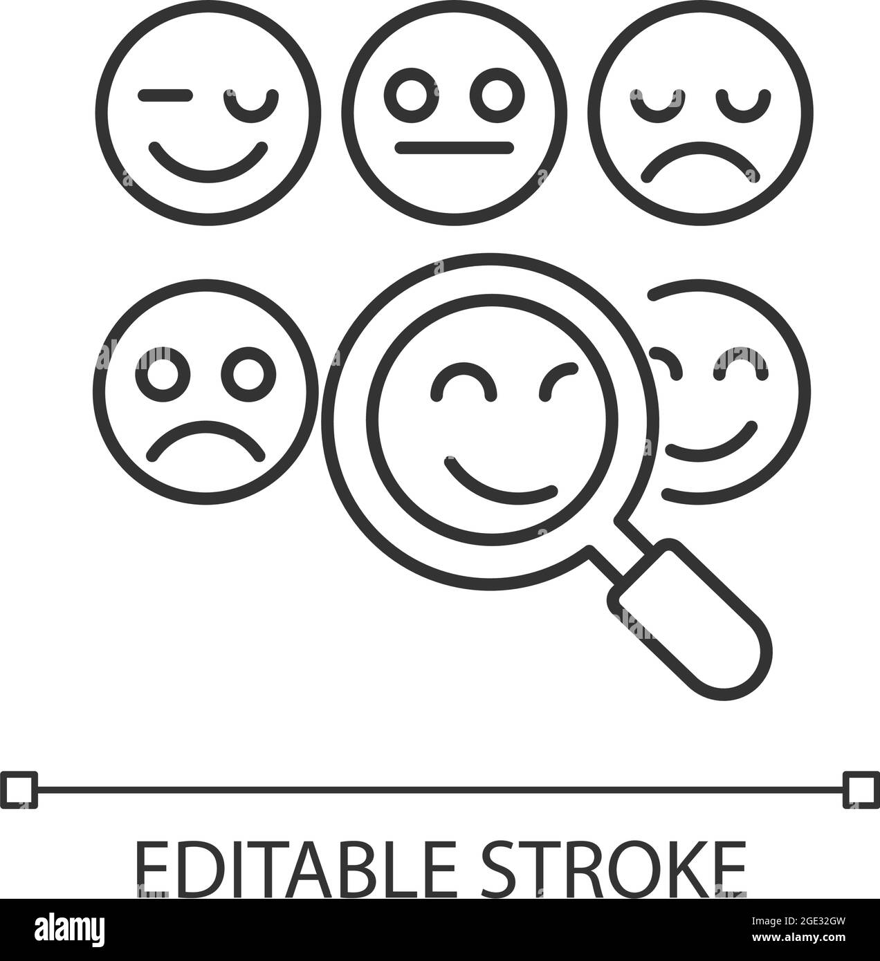 Reading emotions linear icon Stock Vector