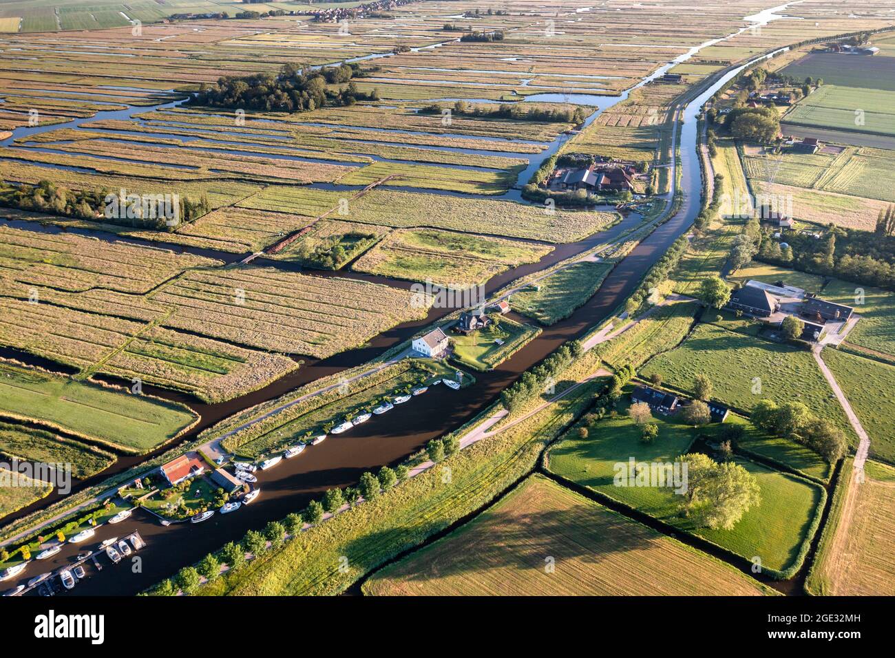 Netherlands, De Rijp, Grootschermer. Old polder landscape called Eilandspolder. Aerial. Stock Photo