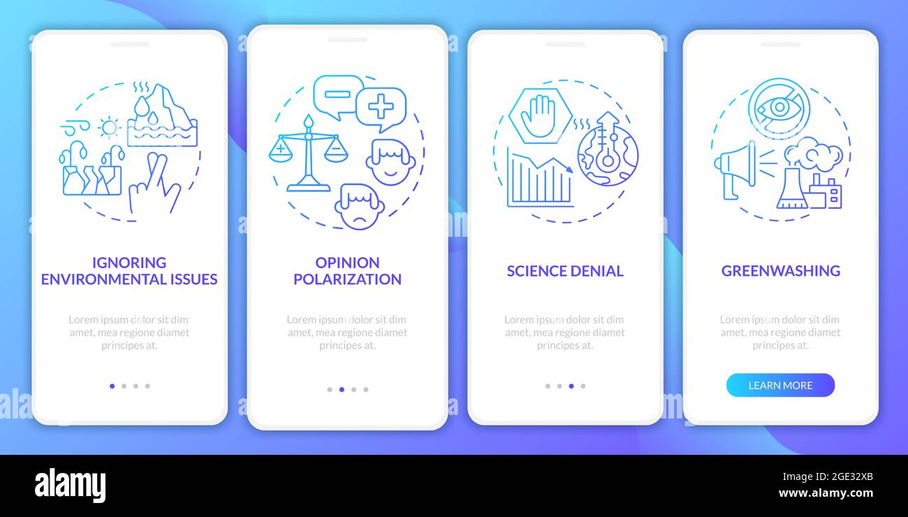 Greenwashing gradient onboarding mobile app page screen Stock Vector