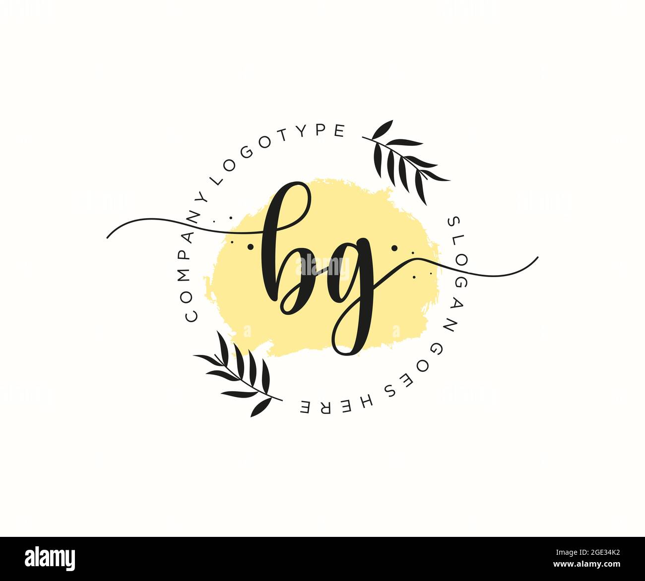 BG Feminine logo beauty monogram and elegant logo design, handwriting logo of initial signature, wedding, fashion, floral and botanical with creative Stock Vector