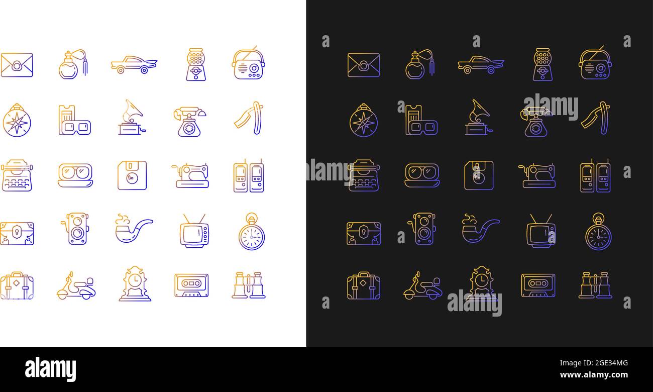 Vintage style gradient icons set for dark and light mode Stock Vector ...