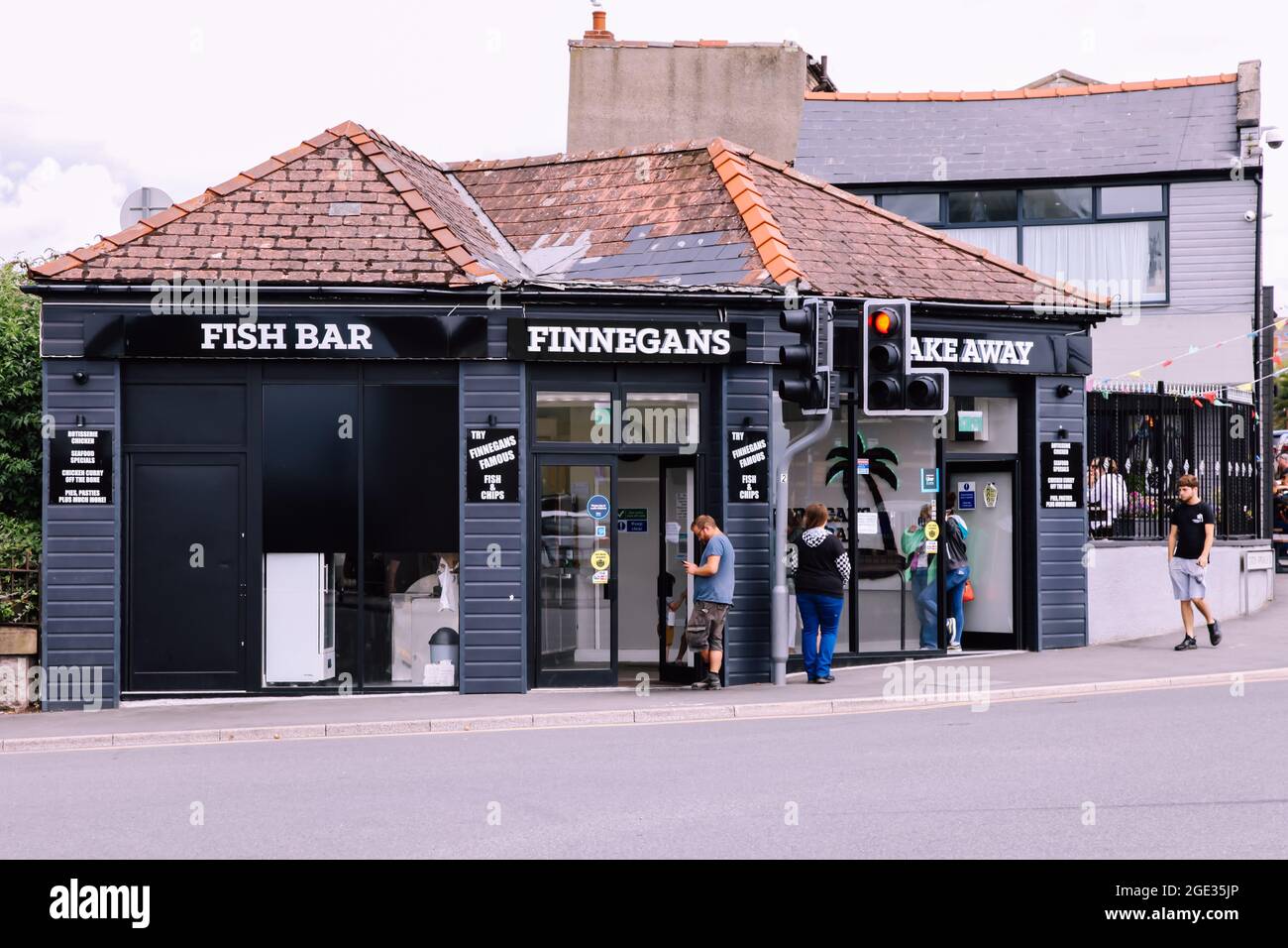 Finnegans Fish and Chips Bar take away, Barry Island, South Wales, July