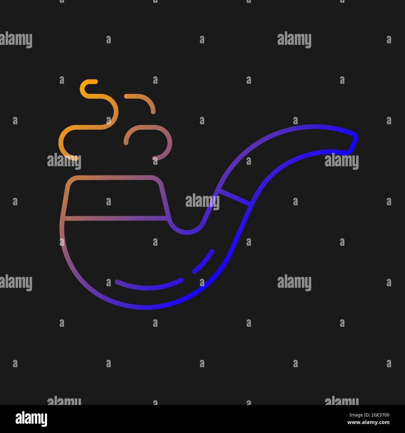 Vintage smoking pipe gradient vector icon for dark theme Stock Vector