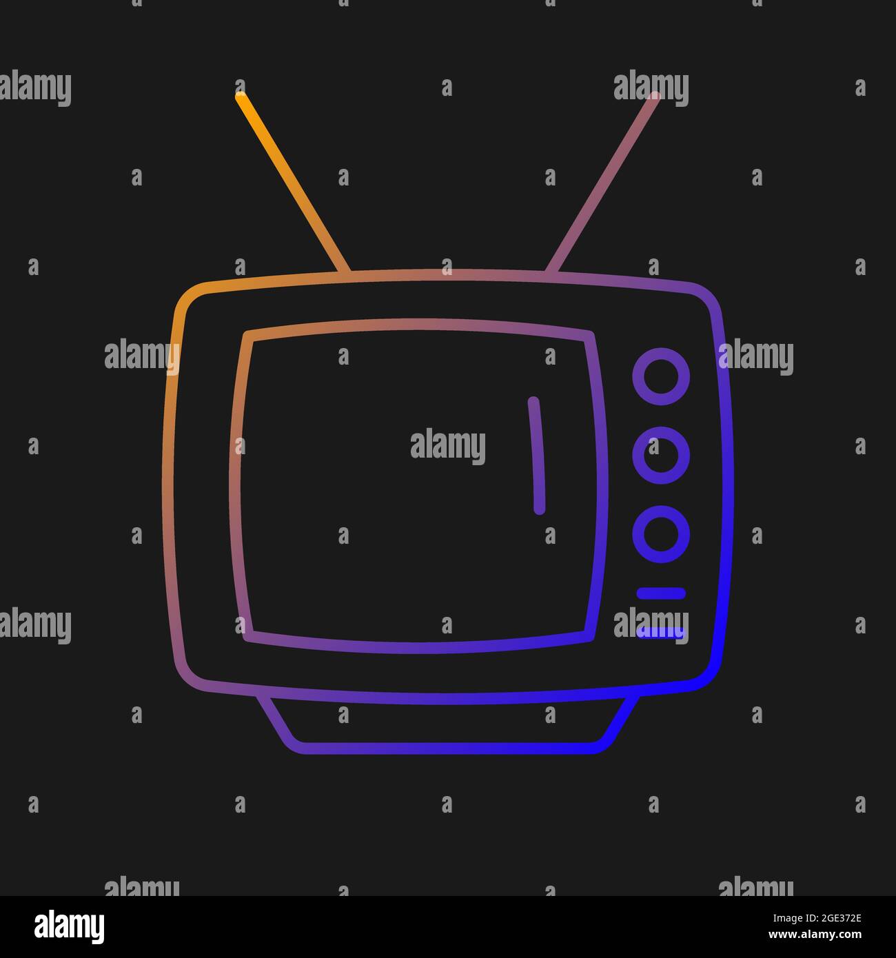 Old-style television gradient vector icon for dark theme Stock Vector