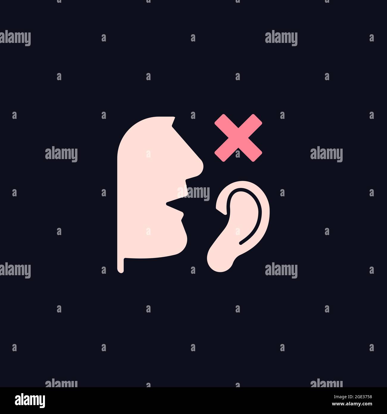 Language disabilities RGB color icon for dark theme Stock Vector