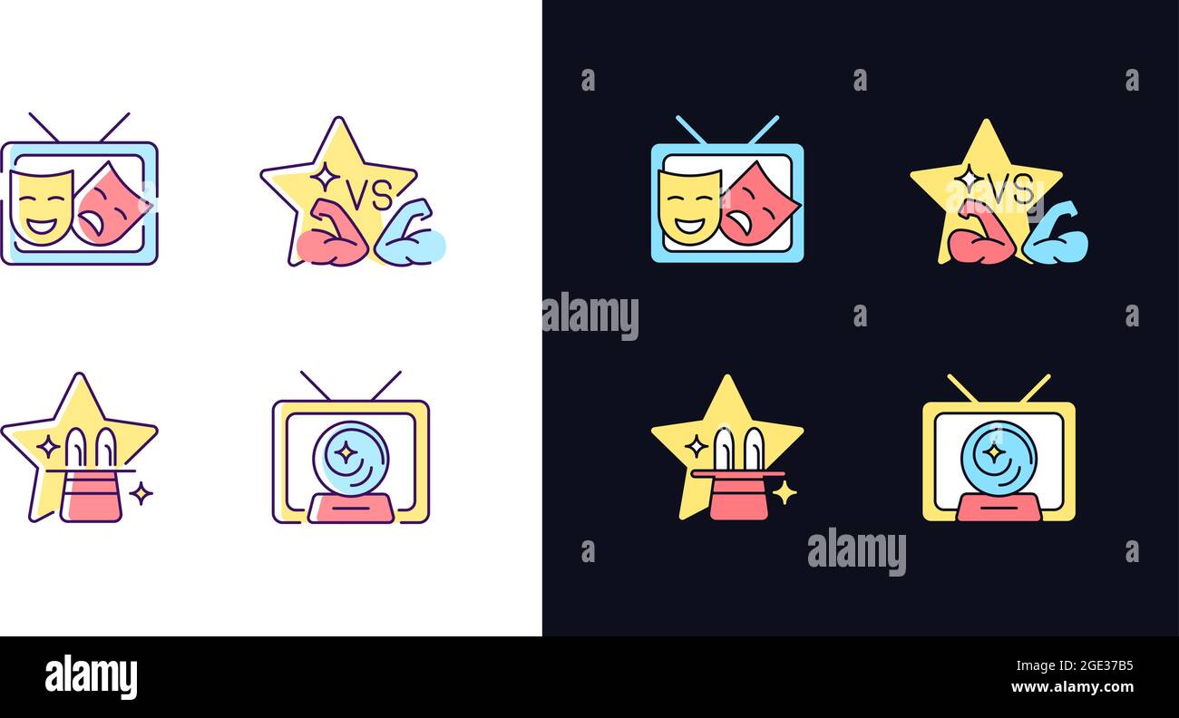 TV shows genres light and dark theme RGB color icons set Stock Vector Image & Art Alamy
