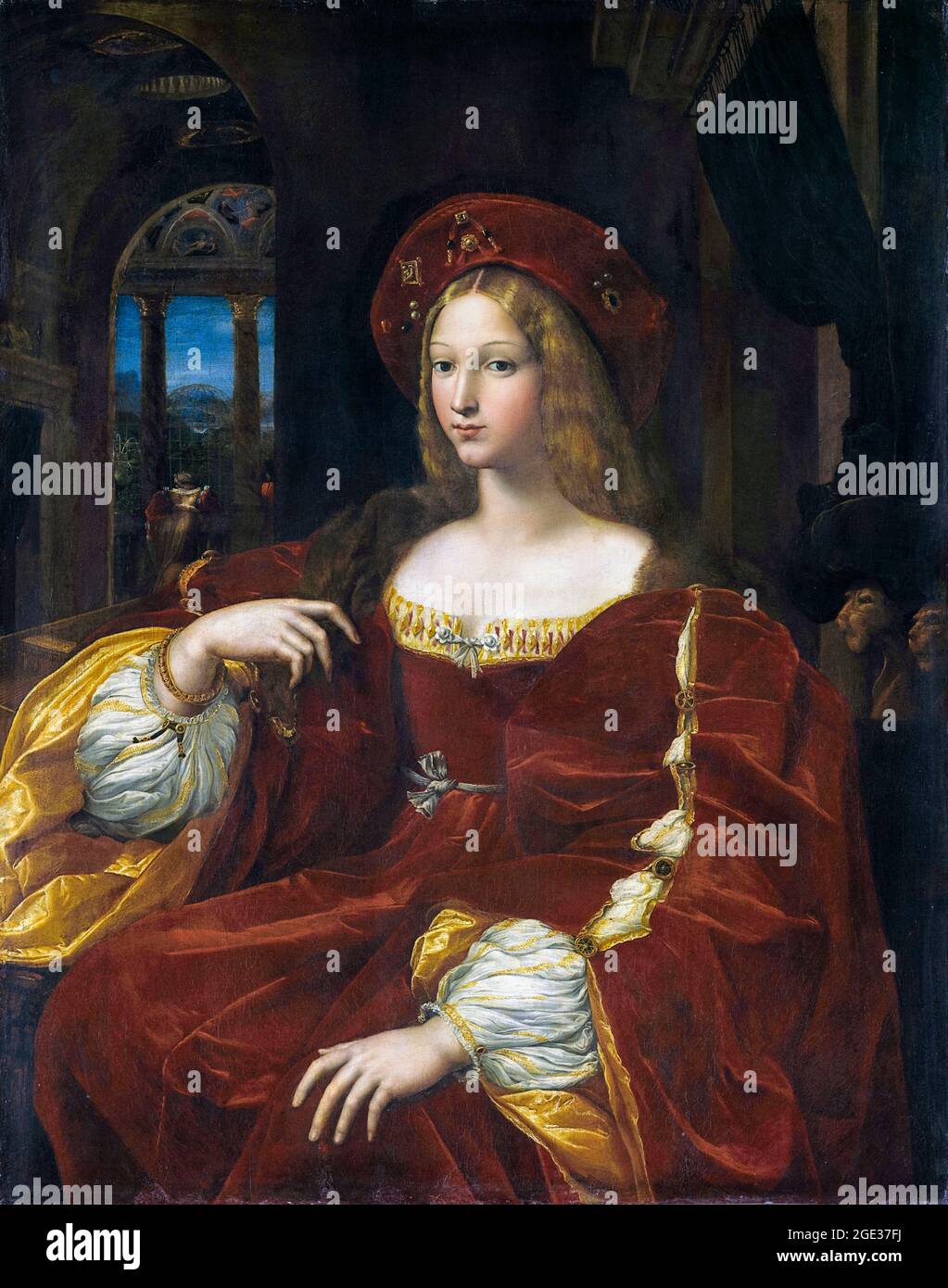 Raphael and Giulio Romano (Giulio Pippi), Doña Isabel de Requesens, y Enríquez de Cardona-Anglesola, Vice Empress of Naples, portrait painting, circa 1518 Stock Photo