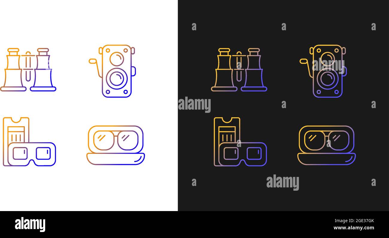 Authentic vintage gradient icons set for dark and light mode Stock Vector