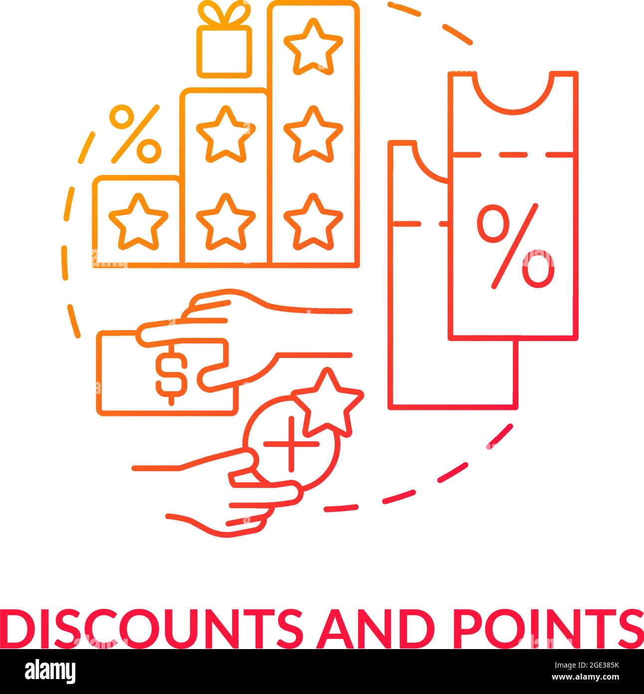 Discounts and points red gradient concept icon Stock Vector
