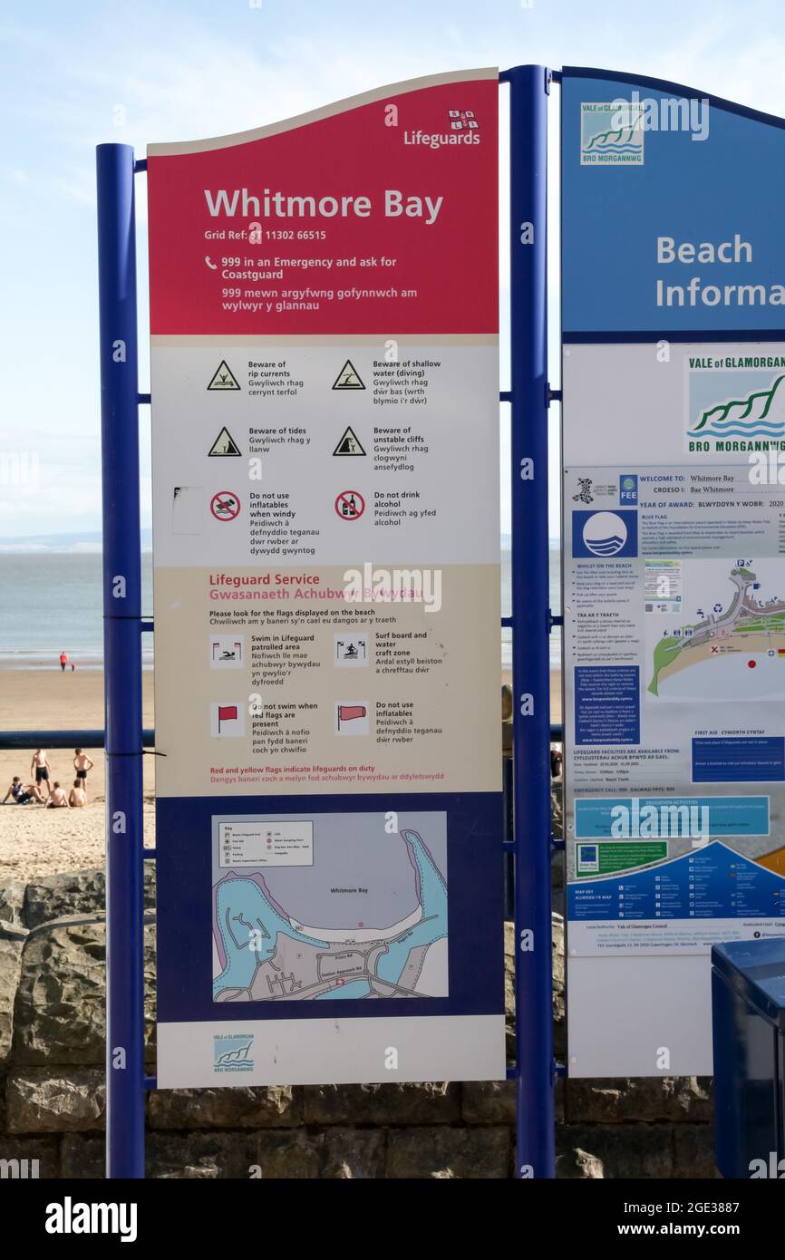 Whitmore Bay (Bae Whitmore) sign view from Friars Point, Barry Island