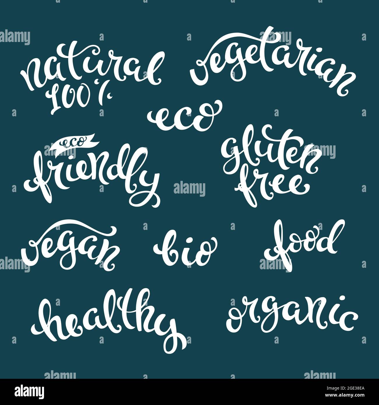 Set of vegan related lettering. Healthy food icons. Vector illustration ...