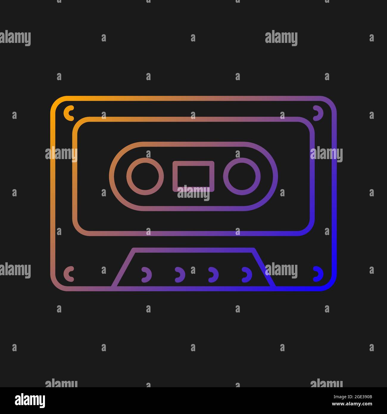 Tape cassette gradient vector icon for dark theme Stock Vector