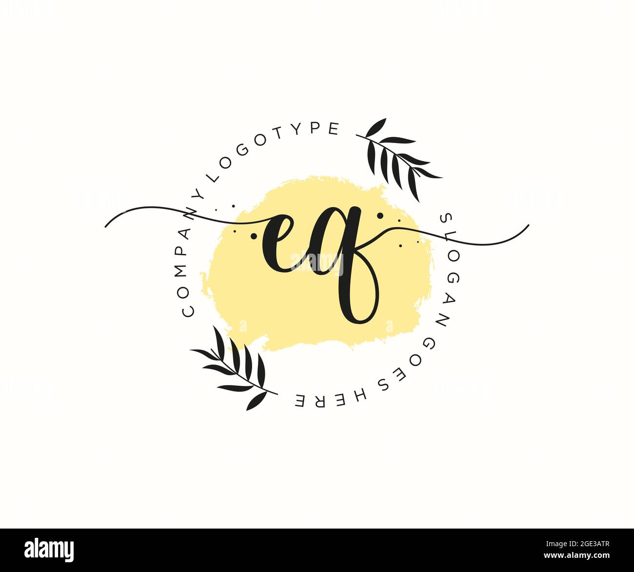 EQ Feminine logo beauty monogram and elegant logo design, handwriting ...