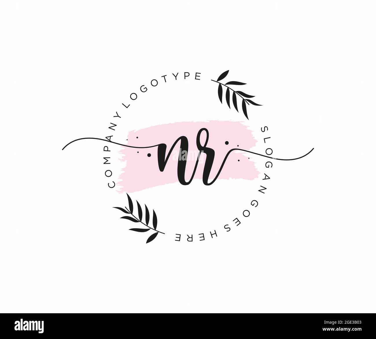 NR Feminine logo beauty monogram and elegant logo design, handwriting logo of initial signature, wedding, fashion, floral and botanical with creative Stock Vector