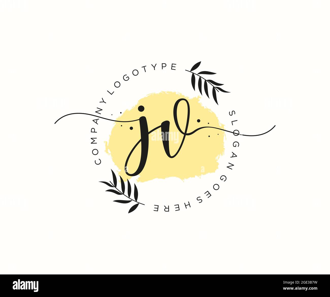 JV Feminine logo beauty monogram and elegant logo design, handwriting logo of initial signature, wedding, fashion, floral and botanical with creative Stock Vector