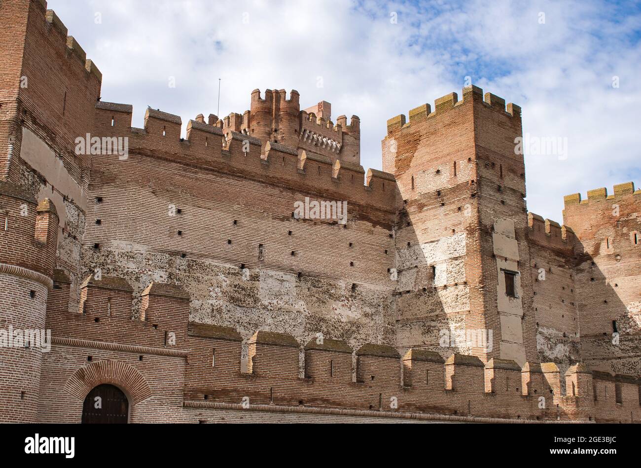 Gates of Spanish La Mota Medina castle under the clear sky Stock Photo