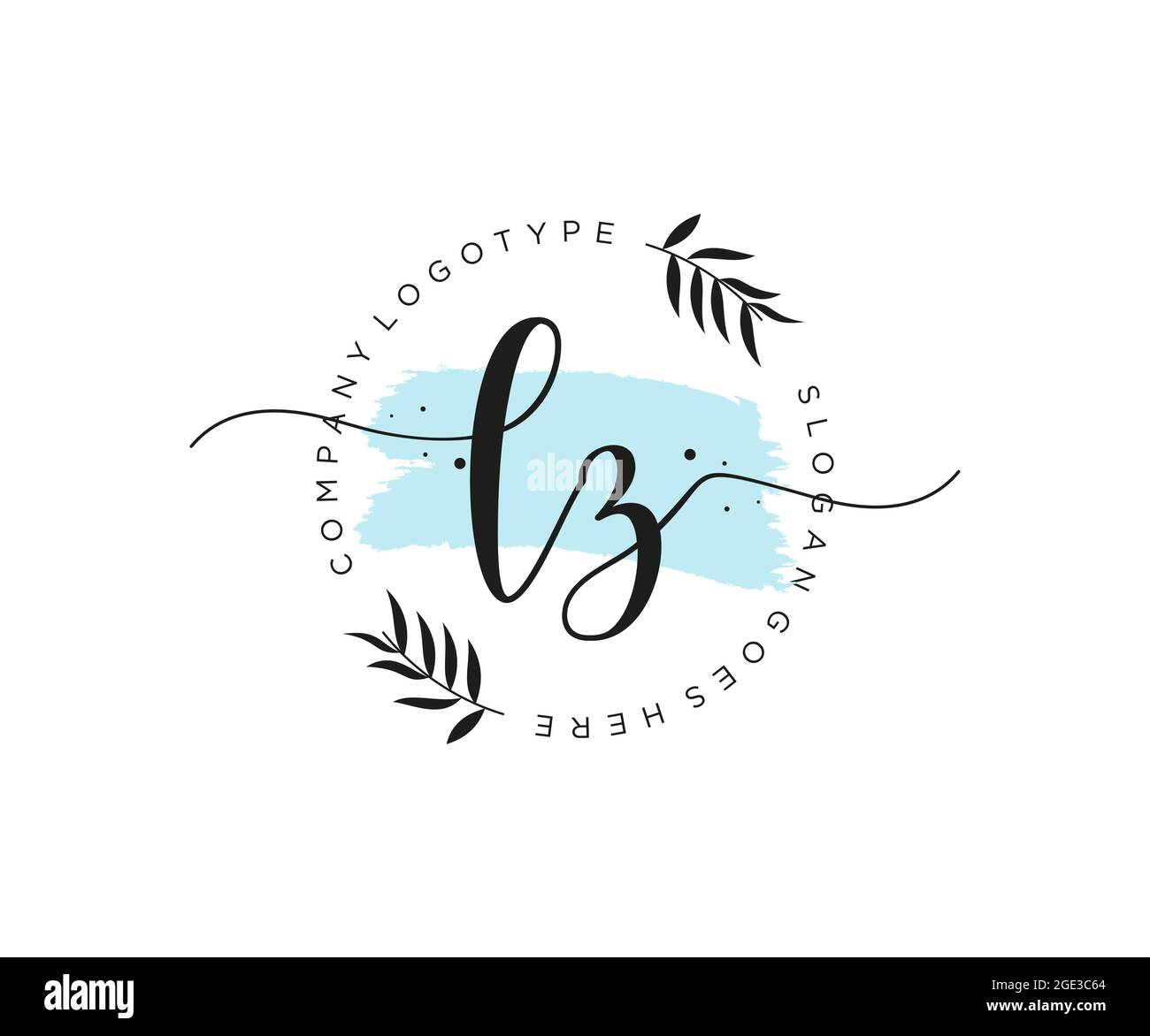 LZ Feminine logo beauty monogram and elegant logo design, handwriting logo of initial signature, wedding, fashion, floral and botanical with creative Stock Vector