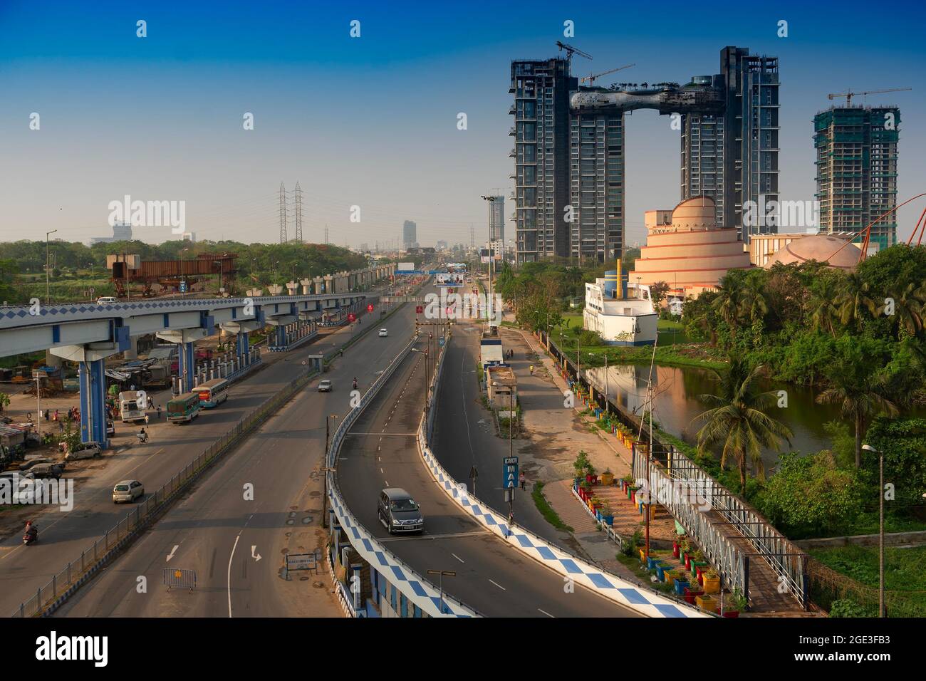 Kolkata, West Bengal,India January 1st 2016 Ma or Maa flyover, is a