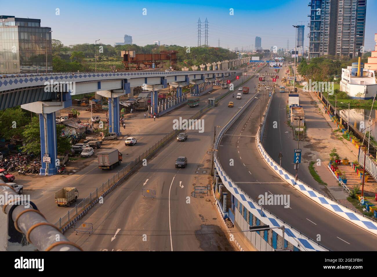 Kolkata, West Bengal,India January 1st 2016 Ma or Maa flyover, is a