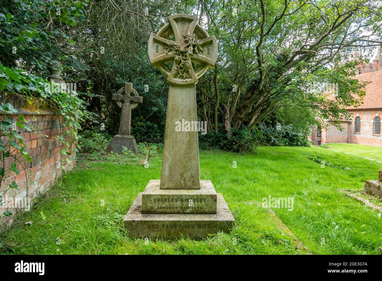 Grave of Charles Kingsley, author and rector at St Mary's Church in Eversley, a Hampshire village, England, UK Stock Photo