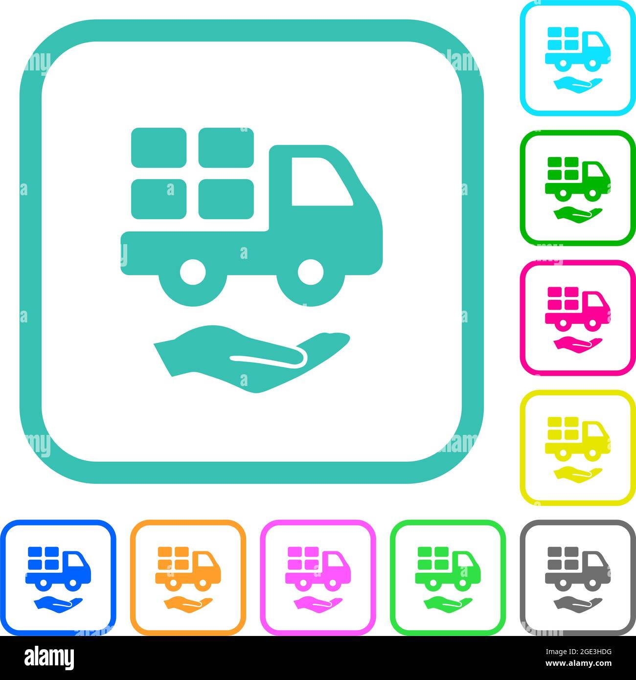 Courier services solid vivid colored flat icons in curved borders on white background Stock Vector