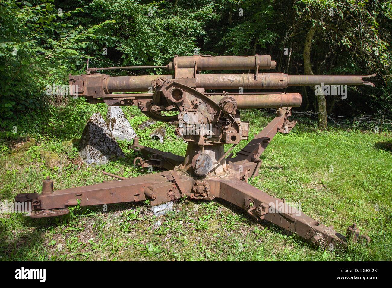 Cannon at Siegfried Line, Pirmasens, Rhineland-Palatine, Germany Stock Photo