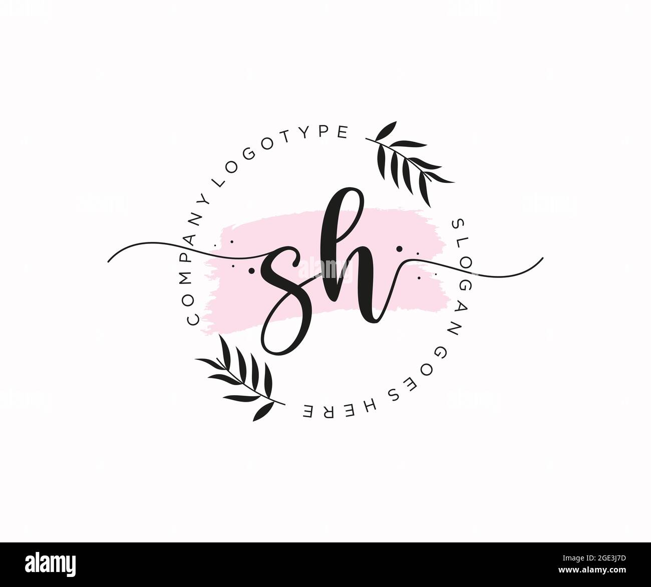 SH Feminine logo beauty monogram and elegant logo design, handwriting