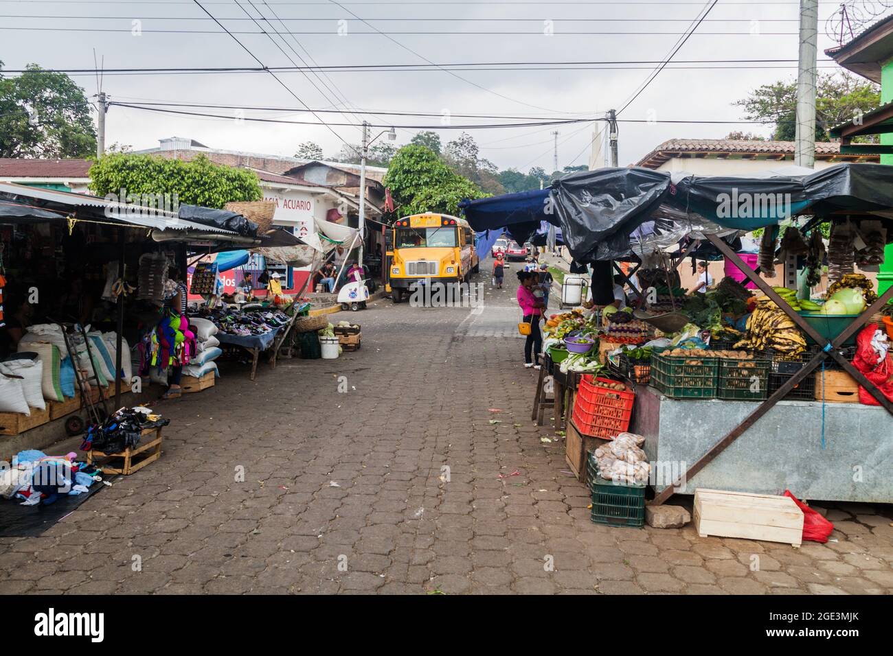 JUAYUA, EL SALVADOR APRIL 2, 2016 Market stalls in Juayua village
