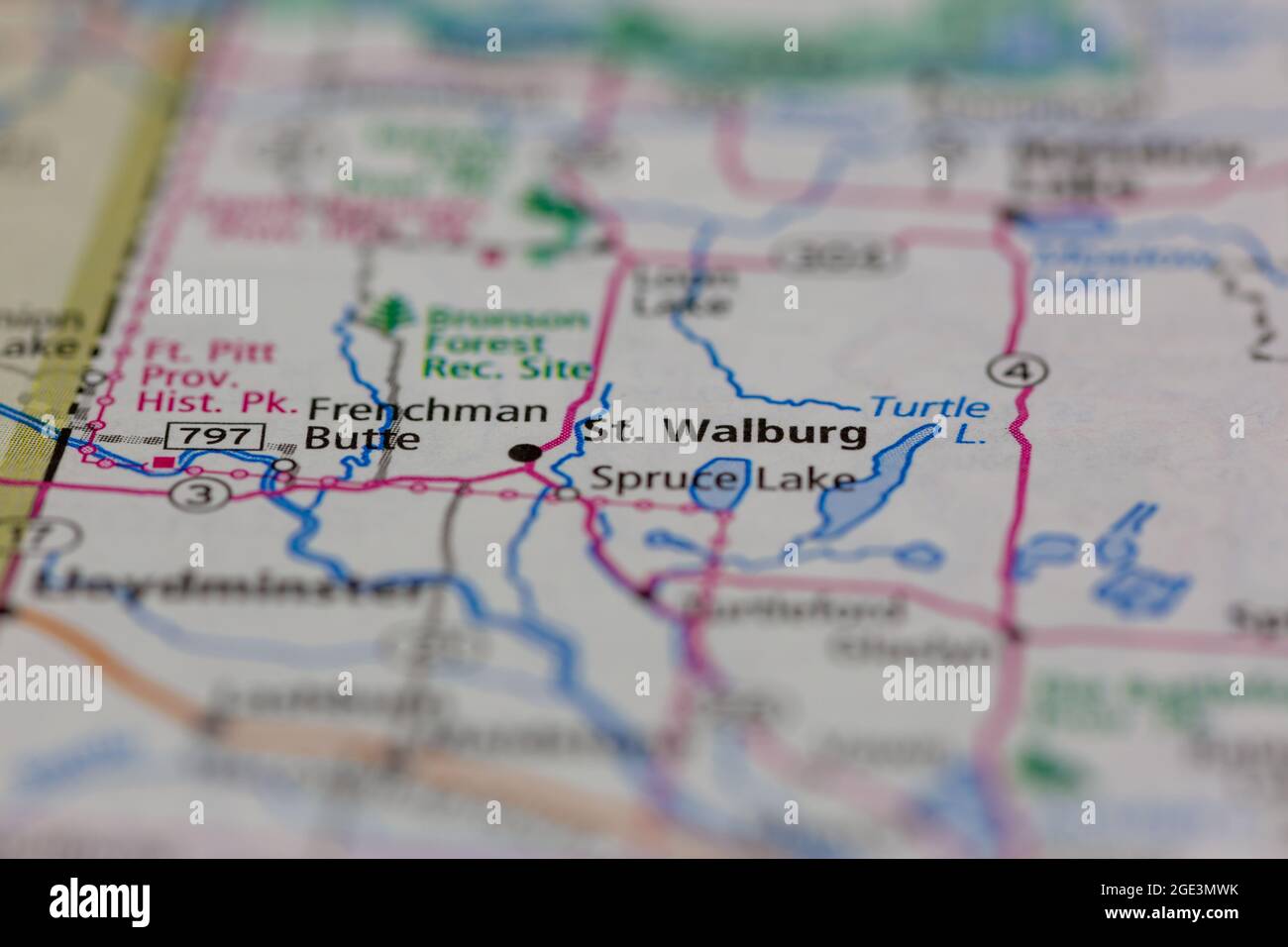 St Walburg Saskatchewan Canada Shown on a road map or Geography map