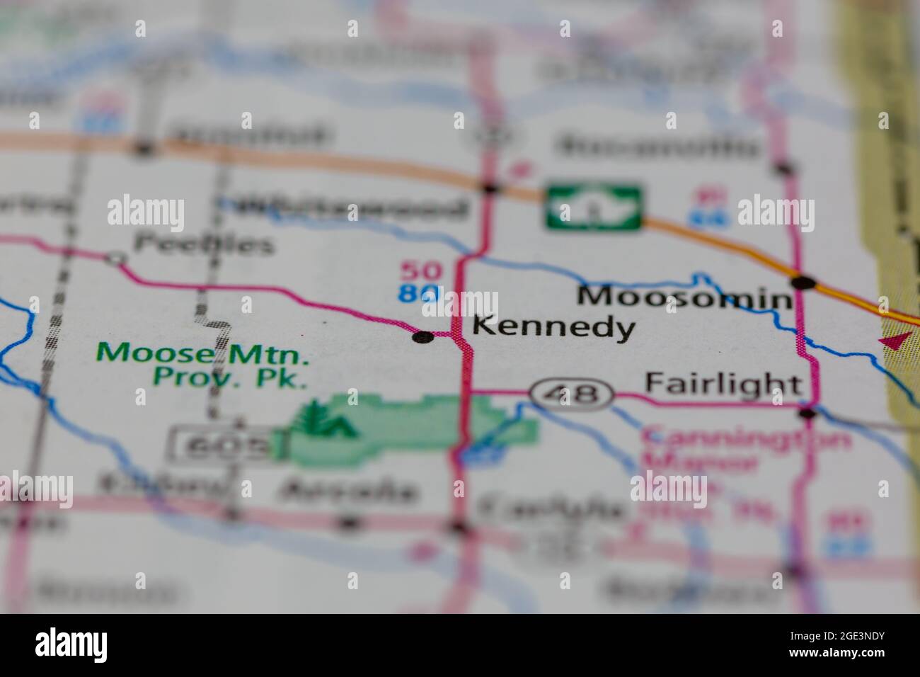 Kennedy Saskatchewan Canada Shown on a road map or Geography map Stock