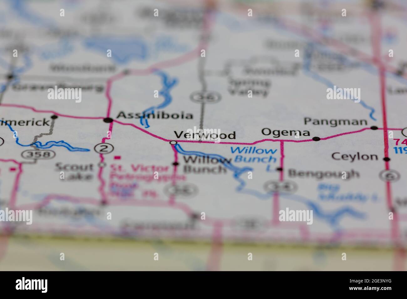 Verwood Saskatchewan Canada Shown on a road map or Geography map Stock