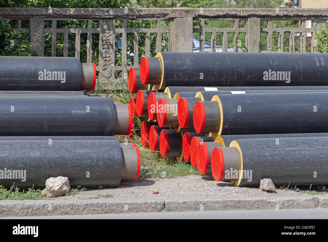 New Insulated Pipes for Underground Installation Stock Photo Alamy