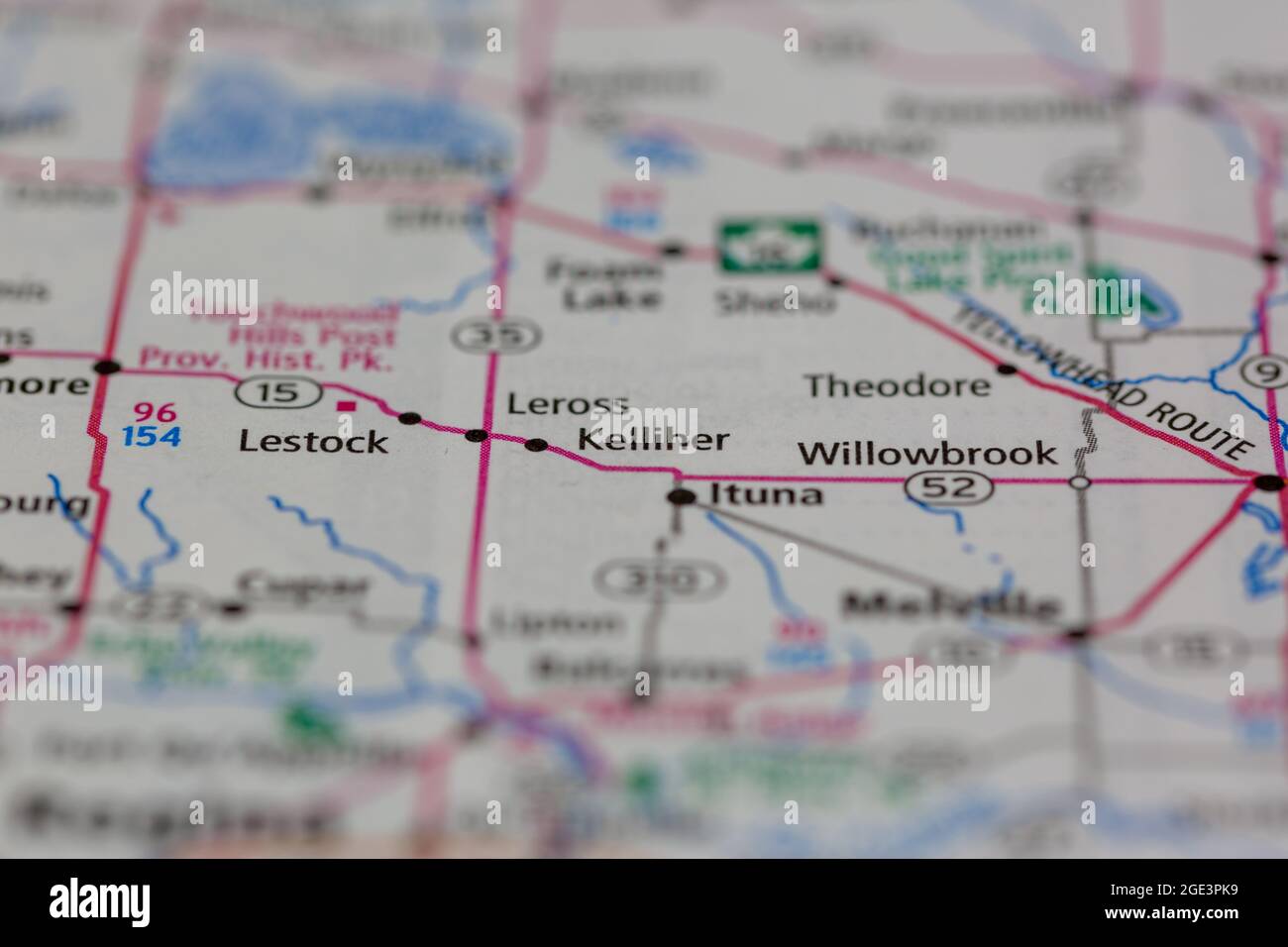 Kelliher Saskatchewan Canada Shown on a road map or Geography map Stock