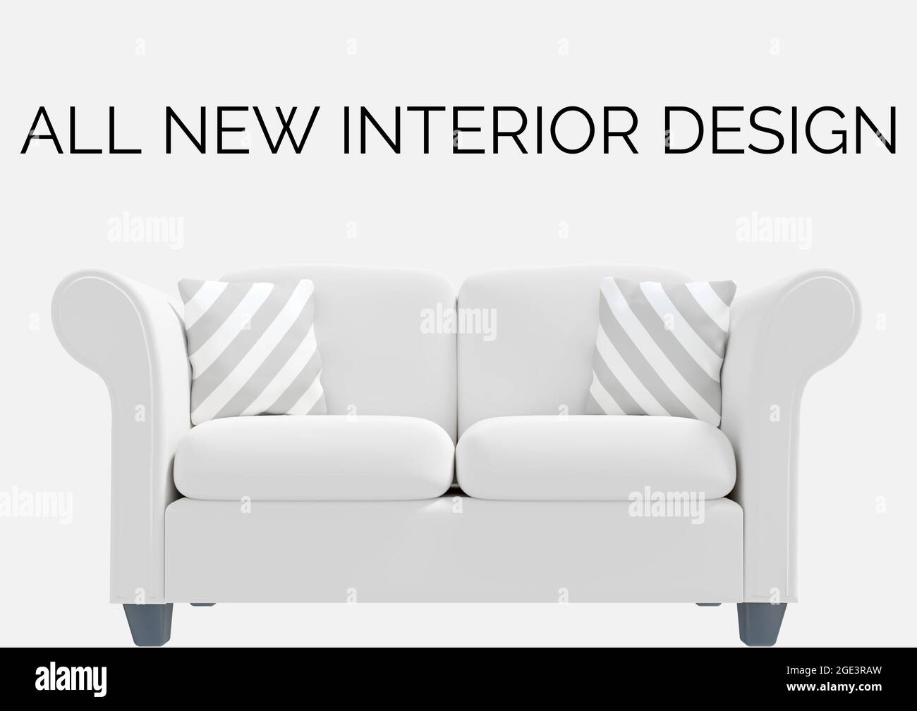 Composition of interior design services text over couch Stock Photo - Alamy