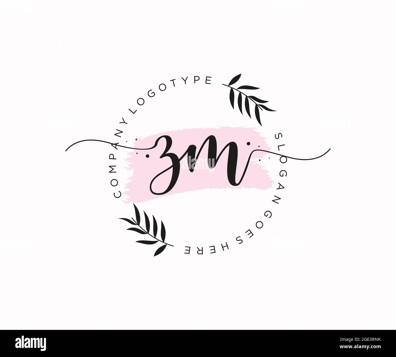 ZM Feminine logo beauty monogram and elegant logo design, handwriting logo of initial signature, wedding, fashion, floral and botanical with creative Stock Vector